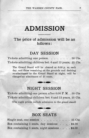 warre fair admission price 1918